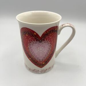 Kent Pottery Cup Mug Porcelain Heart 10oz - No Lid Scroll Star Heart